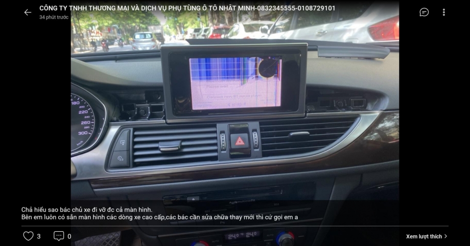 Chả hiểu sao bác chủ xe đi vỡ đc cả màn hình.Bên em luôn có sẵn màn hình các dòng xe cao cấp,các bác cần sửa chữa thay mới thì cứ gọi em a 083.2345555 Số 8 Lý thường kiệt HN